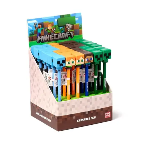 Kemijska olovka Puckator piši briši s Minecraft Chibi silikonskim ukrasom sortirano 36/1 PEN276-0