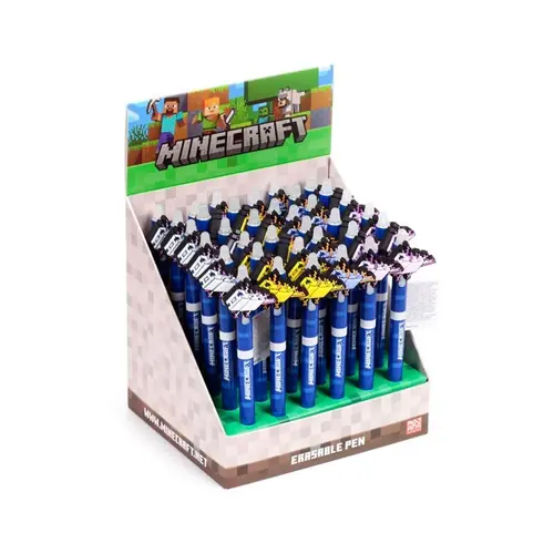Kemijska olovka Puckator piši briši s PVC Minecraft ukrasom sortirano 36/1 PEN289-0