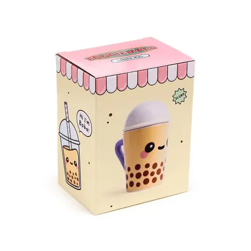 Keramička šalica s poklopcem Puckator Foodiemals Boba čaj s mjehurićima 300 ml LMUG19-1