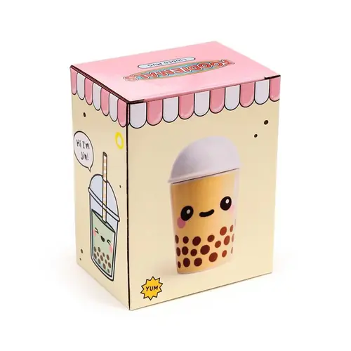 Keramička šalica s poklopcem Puckator Foodiemals Boba čaj s mjehurićima 300 ml LMUG19-8