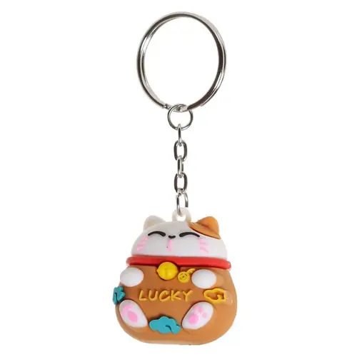 Privjesak za ključeve Puckator 3D PVC Maneki Neko mačka za sreću sortirano KEY255-2