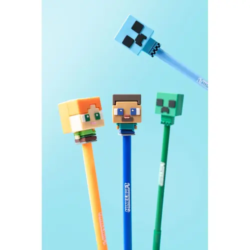 Set od 4 kemijske olovke Puckator piši briši s Minecraft Chibi silikonskim ukrasom PEN314-1
