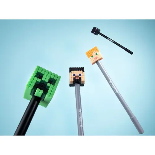 Set od 4 kemijske olovke Puckator piši briši s Minecraft Chibi silikonskim ukrasom PEN314-2