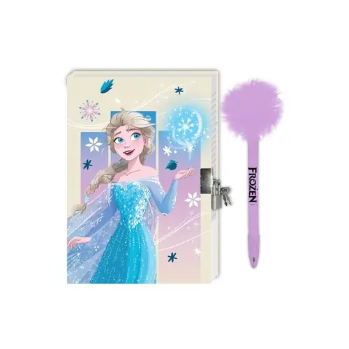 Set dnevnik s ključićem i kemijska olovka pom pom Frozen 564296-1