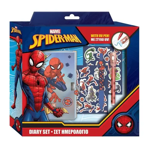 Set dnevnik s ključićem, stickerima i 2 kem. olovke Spiderman 508625-0