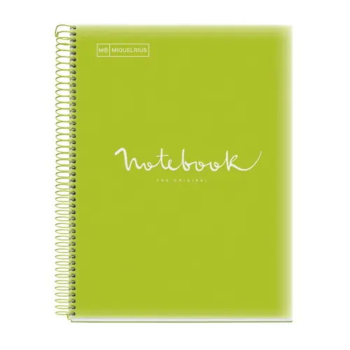 Kolegij blok Miquelrius A4 90g 120L spiralni crte Emotions Lime MR49940-0