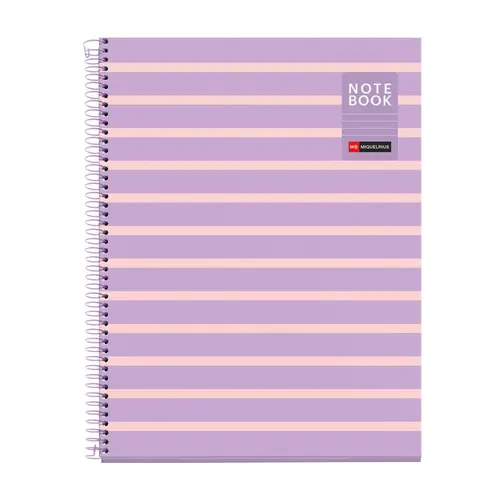 Kolegij blok Miquelrius A4 90g 80L spiralni crte Between the lines Mauve MR4522-0