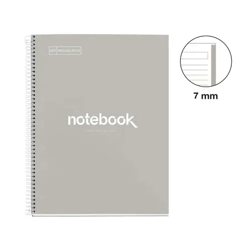 Kolegij blok Miquelrius A4 90g 80L spiralni crte Emotions Grey MR46718-1