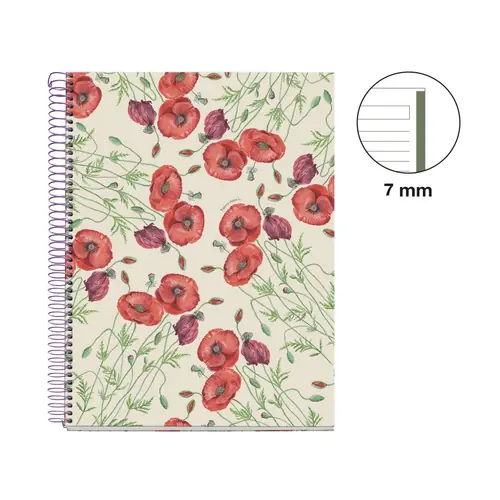 Kolegij blok Miquelrius A4 90g 80L spiralni crte Entredos Papaver Rhoedas MR4501-1
