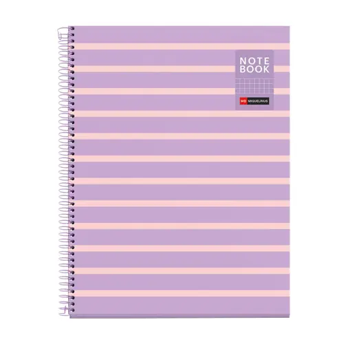 Kolegij blok Miquelrius A4 90g 80L spiralni kocke Between the lines Mauve MR4514-0