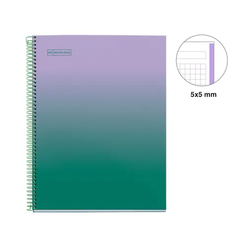 Kolegij blok Miquelrius A4 90g 80L spiralni kocke Gradient Lavender & Green MR4444-1