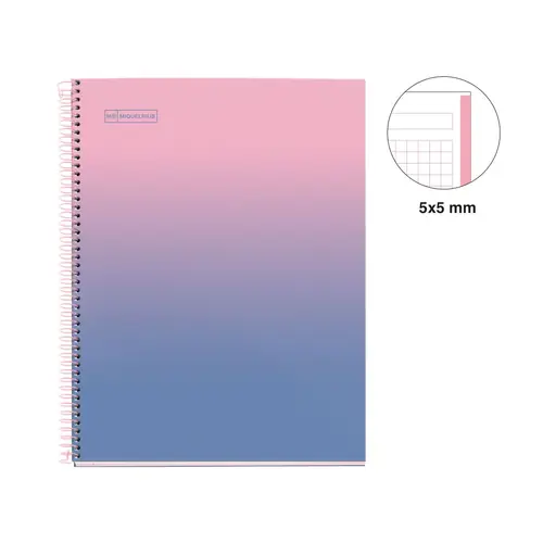 Kolegij blok Miquelrius A4 90g 80L spiralni kocke Gradient Pink & Blue MR4445-1