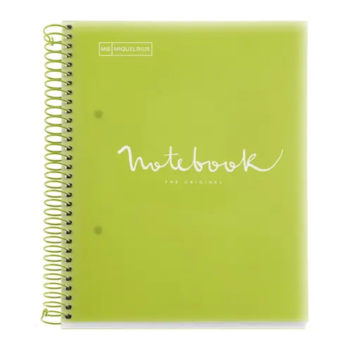 Kolegij blok Miquelrius A5 90g 120L spiralni crte Emotions Lime MR49952-0