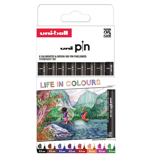 Marker Uni PIN05-200 set 8P Life in colours (LS)-0