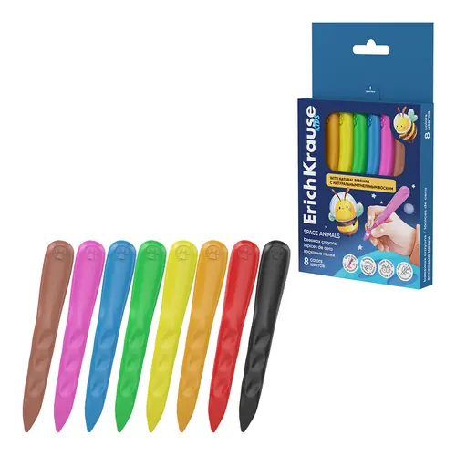 Boje voštane ErichKrause Kids Space Animals Bee Wax trokutaste ergonomske 8/1-0