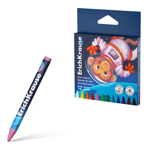 Boje voštane ErichKrause Kids Space Animals trokutaste 8mm 12/1-0