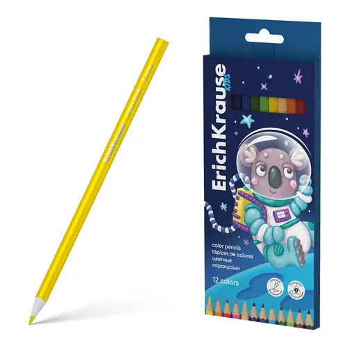 Drvene bojice ErichKrause trokutaste Kids Space animals  3mm 12/1-0