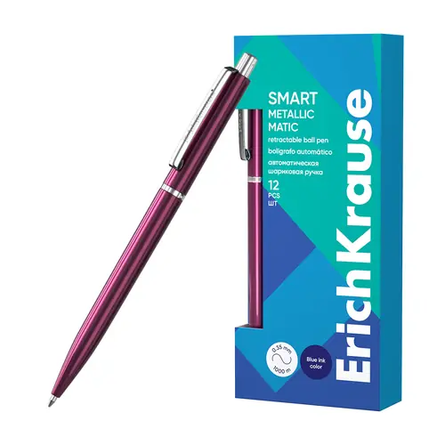 Kemijska olovka ErichKrause Smart Matic Metallic (0.7) plavi ispis sortirano 12/1-0