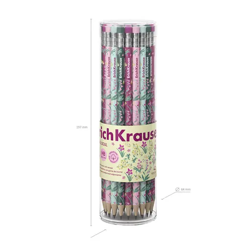 Olovka grafitna ErichKrause Floral Soul HB sa gumicom okrugla sortirano 42/1-5
