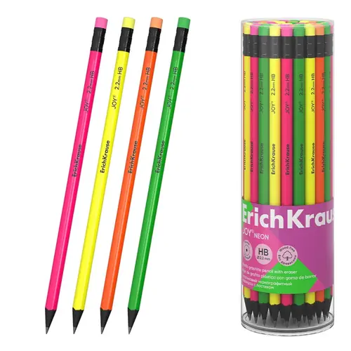 Olovka grafitna ErichKrause Joy HB sa gumicom neon okrugla sortirano 42/1-0