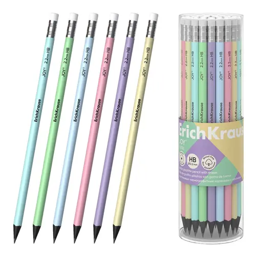 Olovka grafitna ErichKrause Pastel HB sa gumicom pastel okrugla sortirano 42/1-0