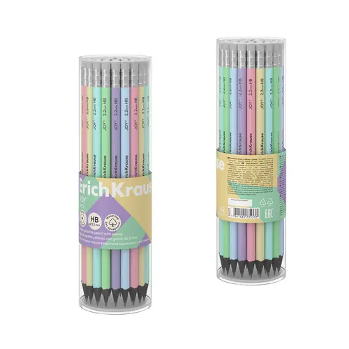 Olovka grafitna ErichKrause Pastel HB sa gumicom pastel okrugla sortirano 42/1-3