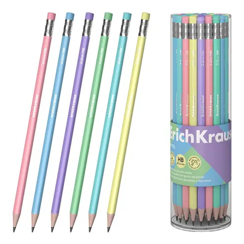 Olovka grafitna ErichKrause Pastel HB sa gumicom trokutasta sortirano 42/1-0
