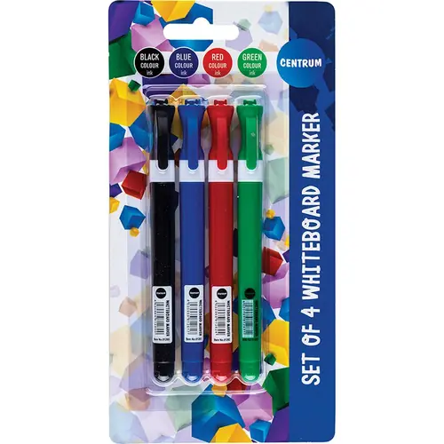 Set markera za bijelu ploču Centrum (crni, plavi, crveni, zeleni) 1-2mm 4 komada blister 4/1 81263-0