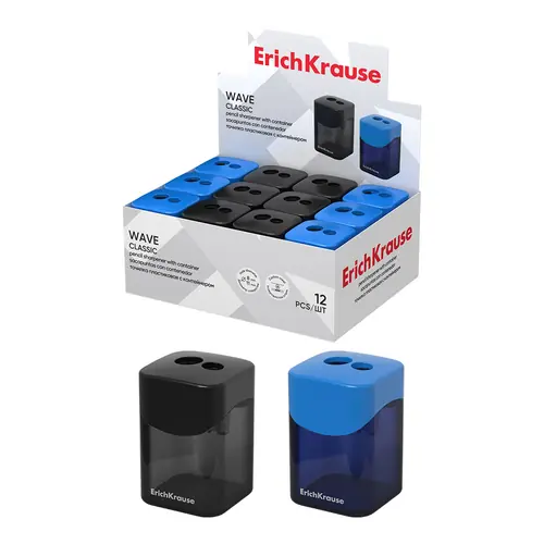 Šiljilo ErichKrause pvc dvostruko s posudicom Wave Classic sortirano 12/1-0