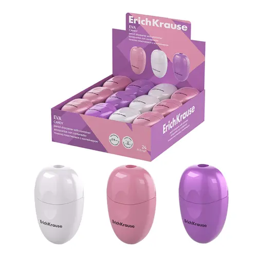 Sharpener ErichKrause pvc with container Eva Candy assorted 60035-0