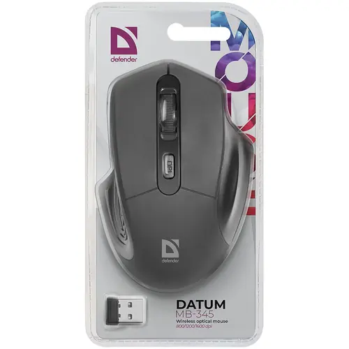 Optički miš Defender Datum bežični MB-345 crni, 4D, 800-1600 dpi 52345-0