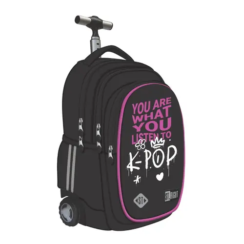 Ruksak školski St.Right na kotačiće K-POP Rhythm s pretincem za prijenosno računalo 17"-0
