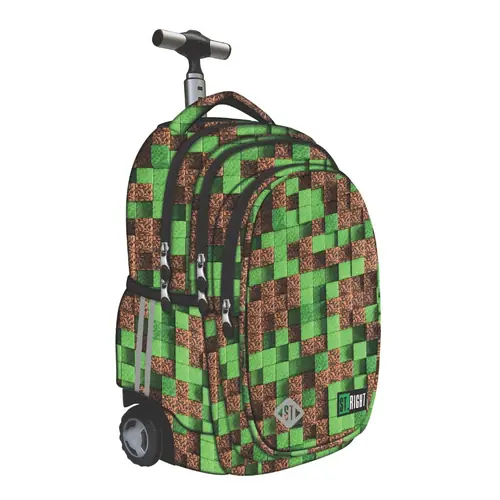 Ruksak školski St.Right na kotačiće Pixel Cubes s pretincem za prijenosno računalo 17"-0