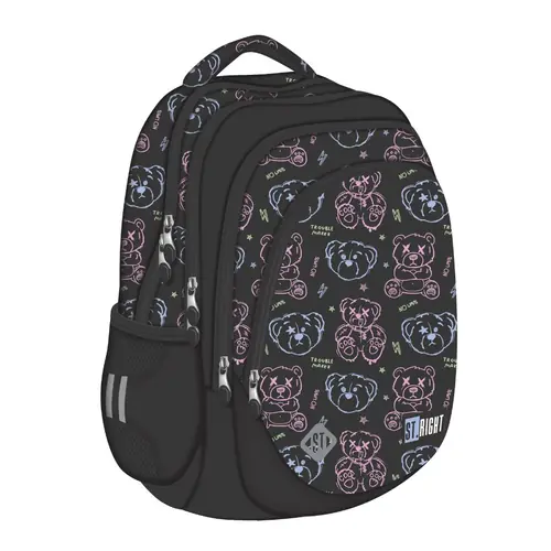 Ruksak školski St.Right Trouble Maker Bear s pretincem za prijenosno računalo 17"-0
