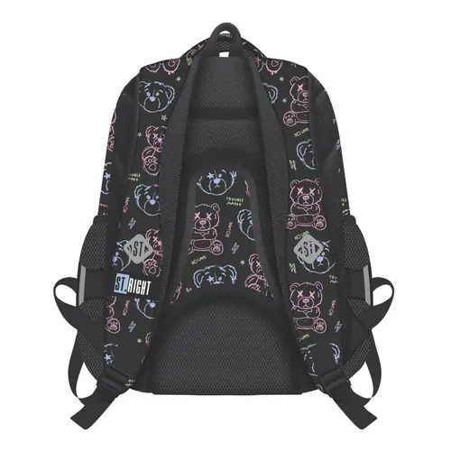 Ruksak školski St.Right Trouble Maker Bear s pretincem za prijenosno računalo 17"-1