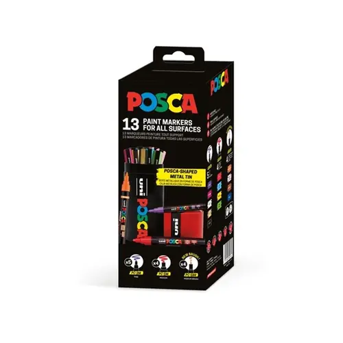 Uni gift set Posca 13 kom u metalnoj tubi 01R (3M/ 5M/ 5BR)-1