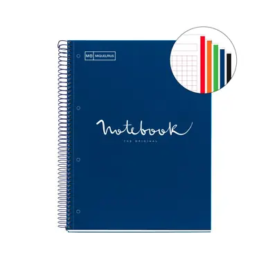 Kolegij blok Miquelrius A4 90g 120L spiralni kocke emotions mornarsko plavi 46063-1