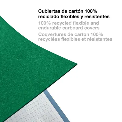 Kolegij blok Miquelrius A4 90g 80L spiralni crte Recycled cardboard be eco emerald MR46888-6