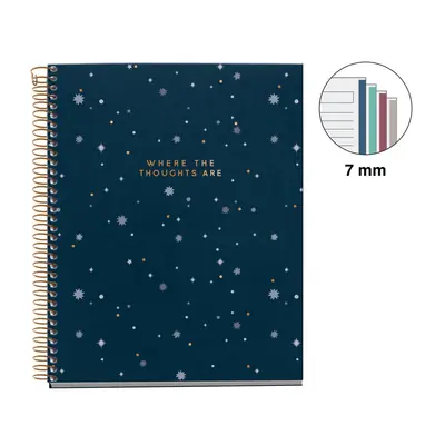 Kolegij blok Miquelrius A5 70g 100L spiralni crte Extra rigid cardboard lifestyle thoughts midnight MR46917-1