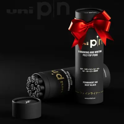 Marker Uni pin set (tube gift set 9 kom) crni-8
