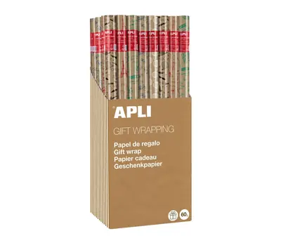 Ukrasni papir Apli 0,70x2m Kraft Fun u roli sortirano 60g (display 55/1) 18911