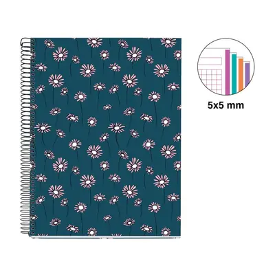 Kolegij blok Miquelrius A4 70g 120L spiralni kocke blue daisies MR46816-1