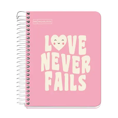 Kolegij blok Miquelrius A6 90g 100L spiralni crte Messages rigid cardboard pink MR4281-0