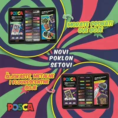 Marker Uni gift set Posca u metalnoj kutiji (mix pc-1m/ pc-3m/pc-5m) groovy colours 20/1 302422188-1