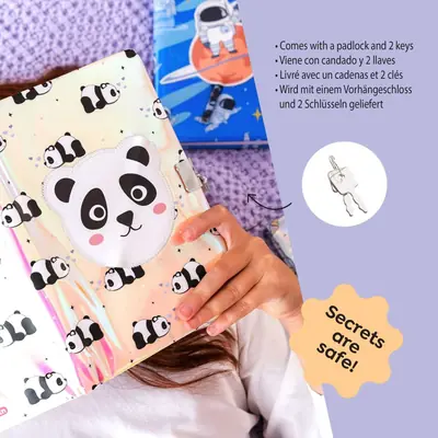 Dnevnik Miquelrius s ključem Back2Fun holographic Panda MR7584-2