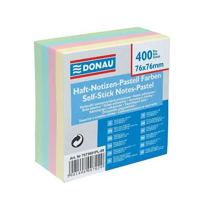 Blok samoljepljivi Donua 76x76mm 400L 4 pastel boje 27366