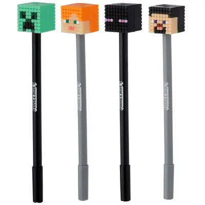 Kemijska olovka Puckator Minecraft s gumenim ukrasom (Alex/Steve/Creeper/Enderman) sortirano 24/1 PEN209-1