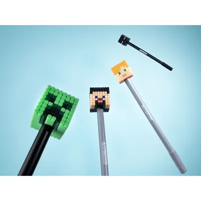 Set od 4 kemijske olovke Puckator piši briši s Minecraft Chibi silikonskim ukrasom PEN314-2