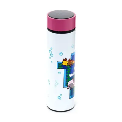 Termalna boca Puckator Minecraft Axolotl s digitalnim termometrom 450 ml BOT344-6