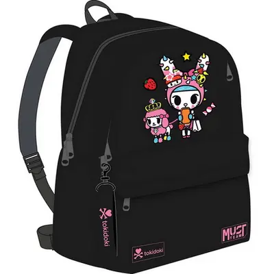 Ruksak Must team Tokidoki crni s dvostrukim dzepovima (i privjeskom za ključeve) 32x19x42cm-0